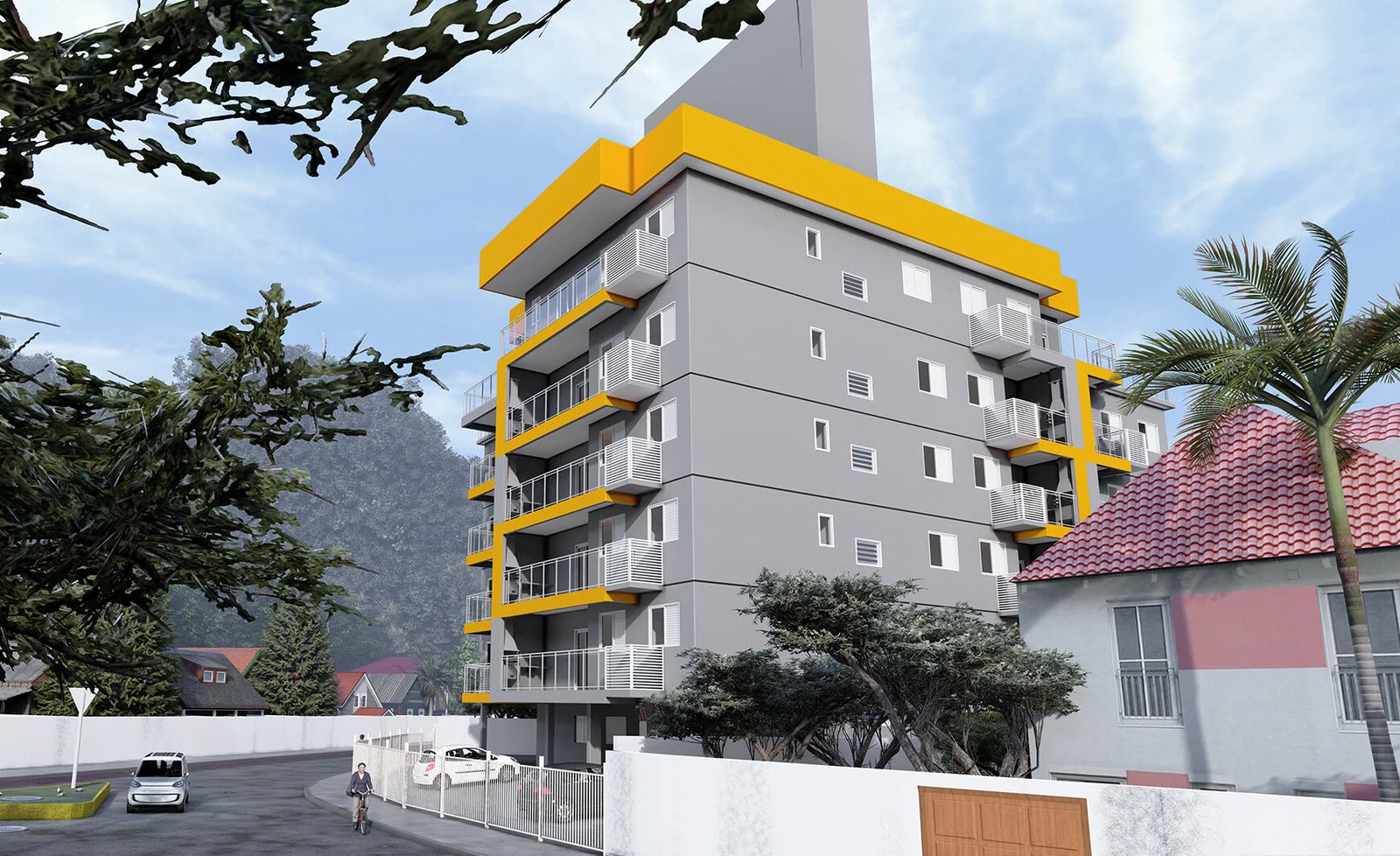 Fachada do Residencial Marias, edifício entregue da MRK em Perequê-Açu, Ubatuba/SP
