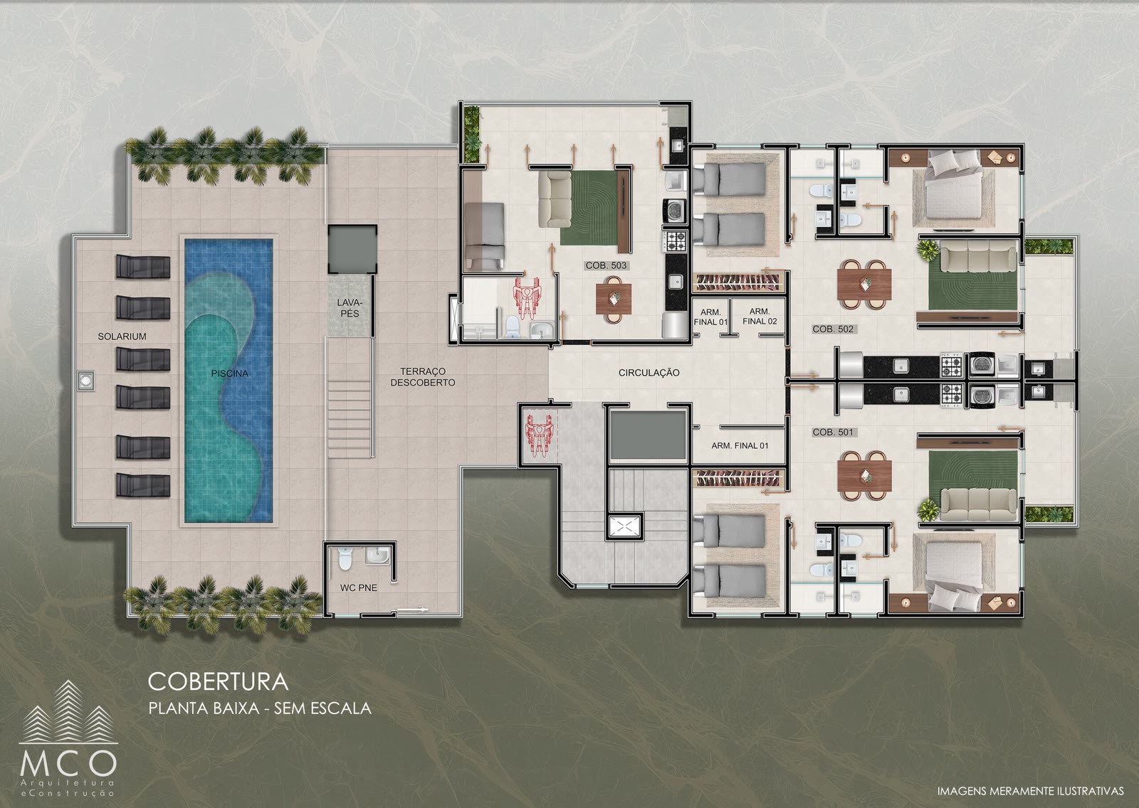 Pavimento da cobertura — Residencial Tommasino, Silop, Ubatuba/SP