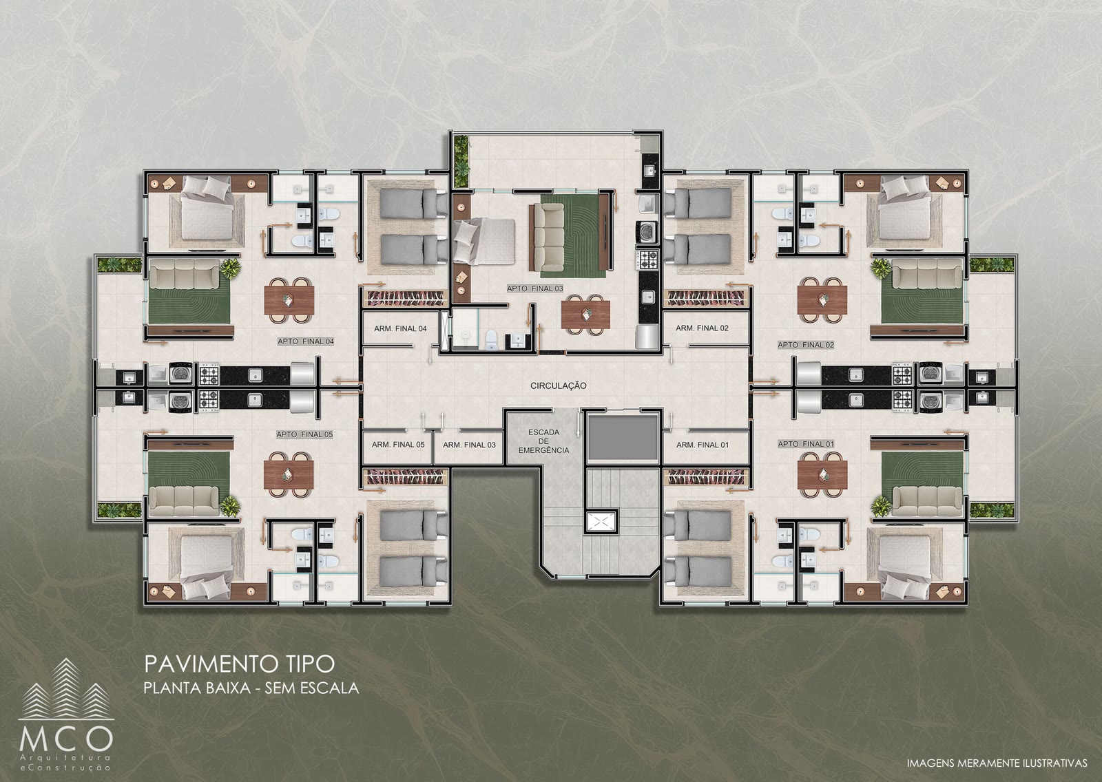 Pavimento tipo — Residencial Tommasino, Silop, Ubatuba/SP